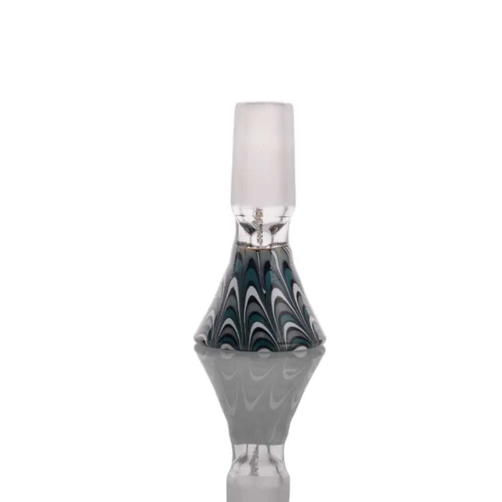Heady style colorful glass bong bowl with 18mm male joint, teal white marble