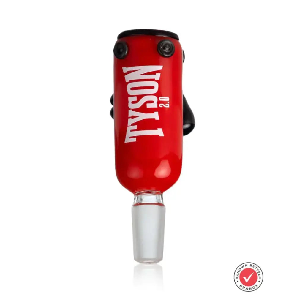 Red heavy bag glass bowl with Tyson 2.0 branding and clear downstem