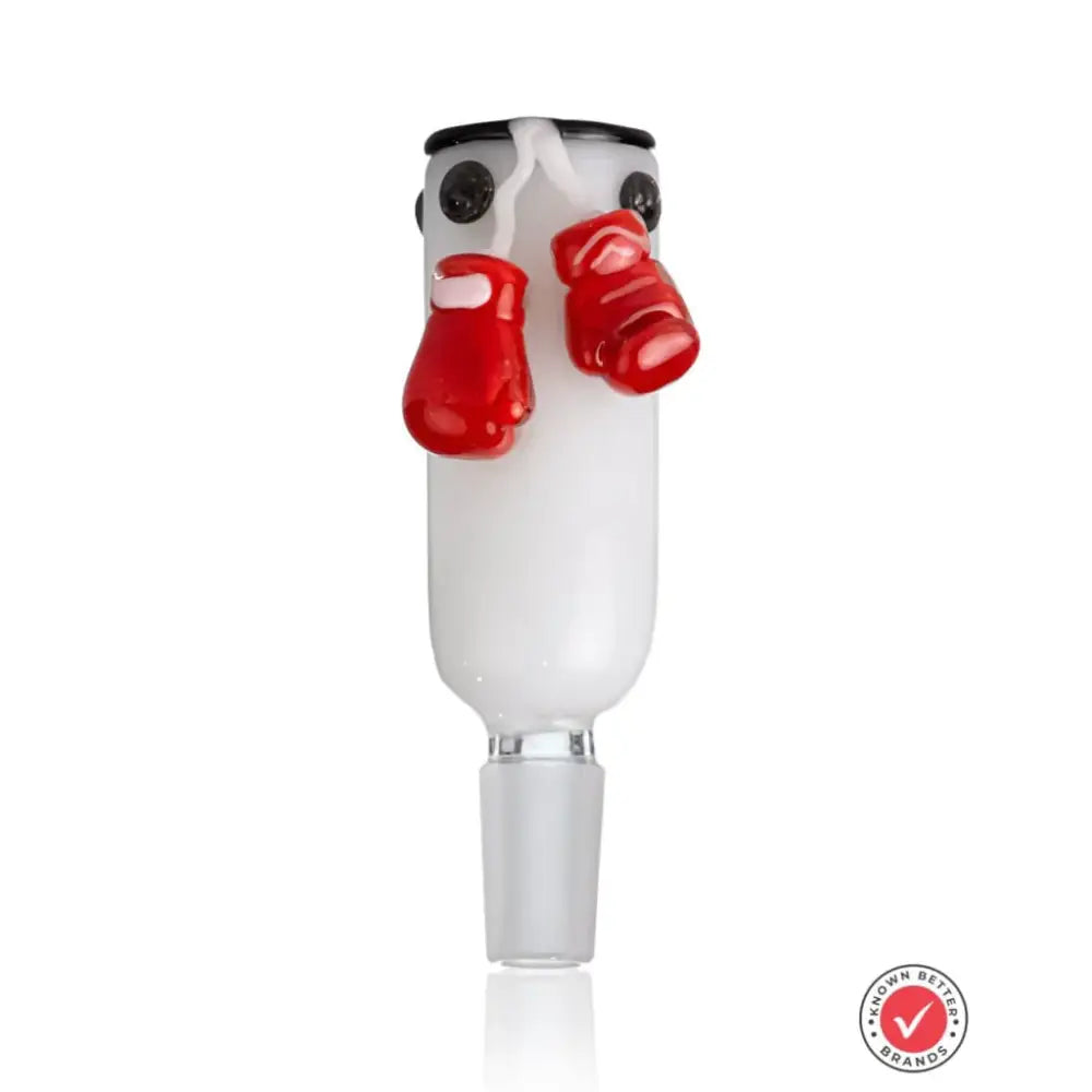 Heavy bag glass bowl premium hand pipe with white glass red gloves black eyes