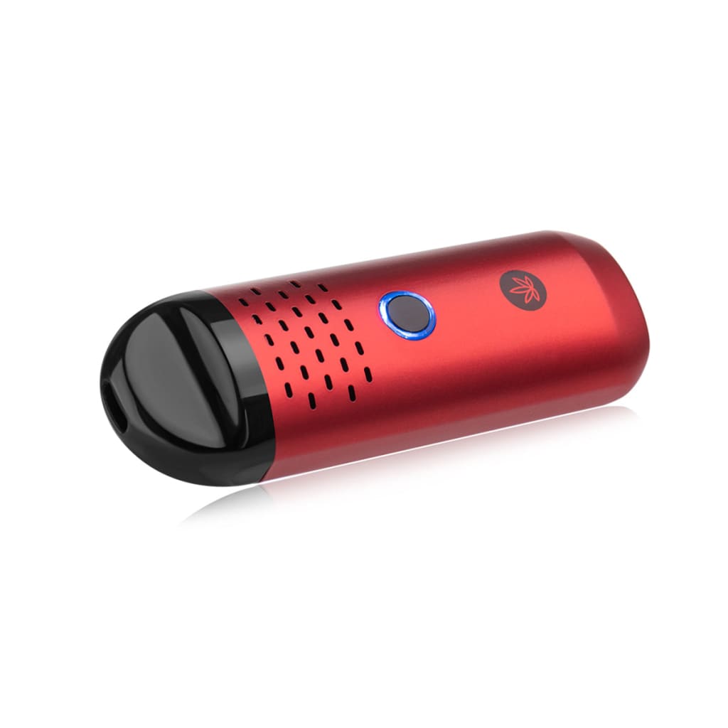 Red Herby Dry Herb Vaporizer With Perforations And Blue Power Button