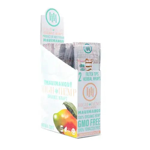 High Hemp organic blunt wraps box with navihango mango hemp wraps