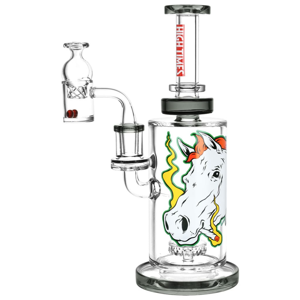 Pulsar High Horse dab rig with smoking horse bong and High Times logo