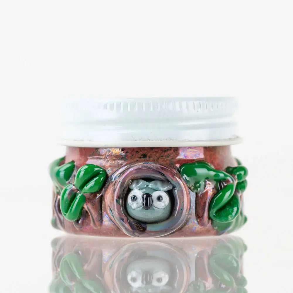 Hooties Forest terp jar by Empire Glassworks with peeking owl