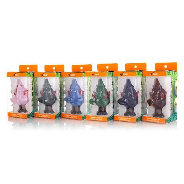 Six colorful tree air fresheners in Hybird Monster Pipe packaging