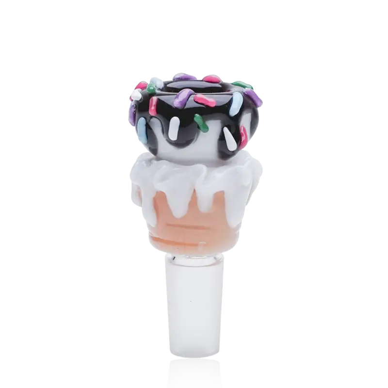 Ice cream cone bowl piece with chocolate glaze and sprinkles