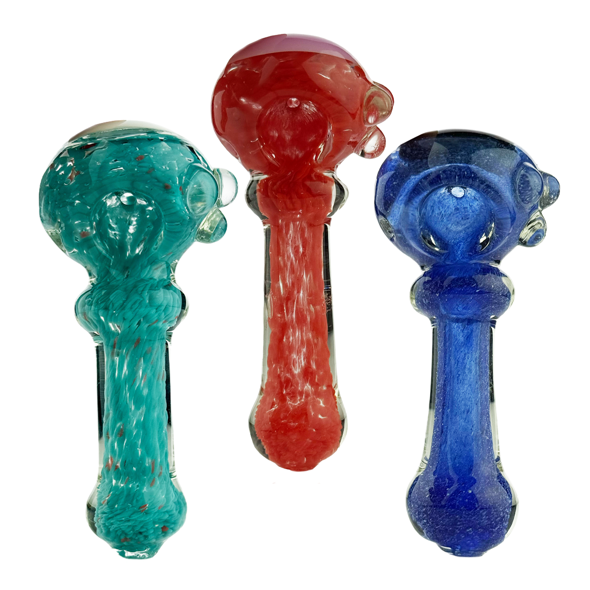 Artisan Frit Glass Spoon Pipe with Accent Tube