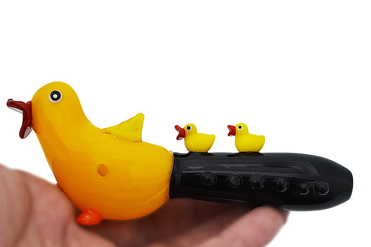 Artisan Glass Hand Pipe with Duck Motif