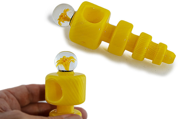 Artisan Flower Glass Pipe with Decorative Marble
