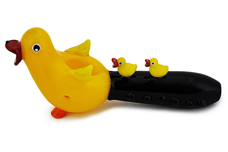 Artisan Glass Hand Pipe with Duck Motif