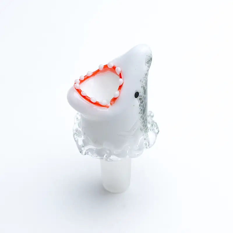 Empire Glassworks Jawsome 14mm glass bowl piece with white shark design