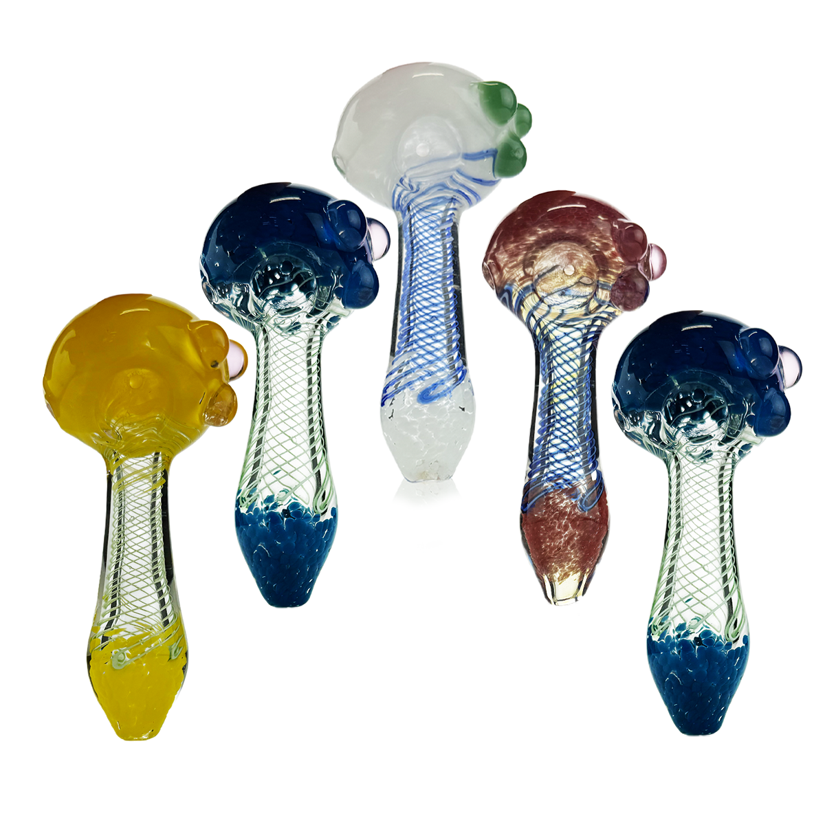 Frit Color Spiral Art Hand Pipe - 4.5 Inch