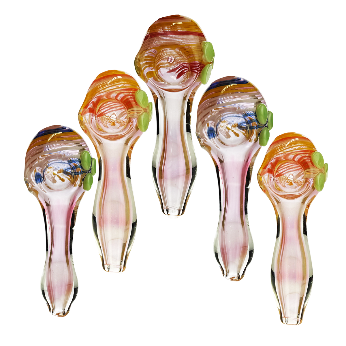 Gold Fume Spiral Design Glass Hand Pipe 4.5"