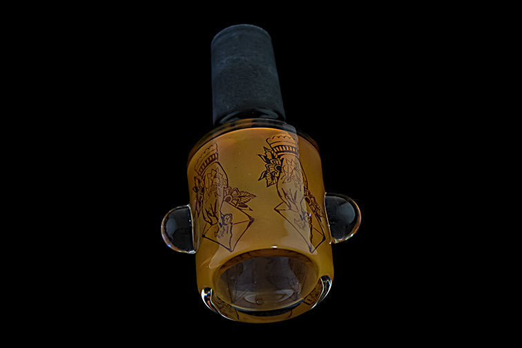 Artisan Fumed Glass Herbal Bowl with Black Base