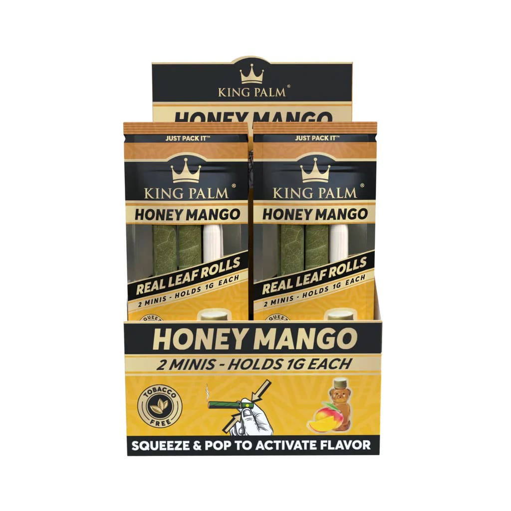 King Palm Honey Mango leaf rolls with corn husk filter in mini size display box