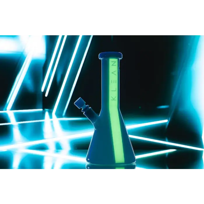 Blue glass bong from Klean Glass Klean White Series Heavy Duty for Connoisseurs