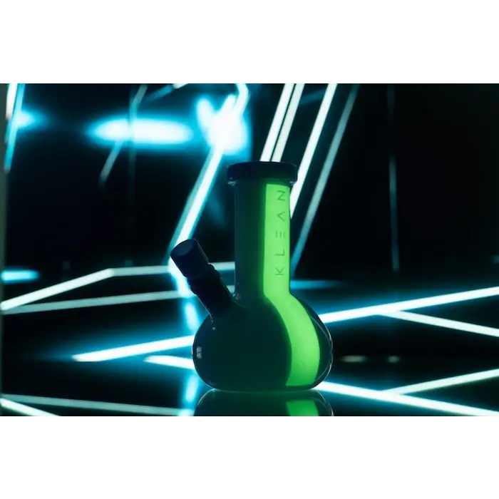 Green glass mini bong from the Klean White Series Heavy Duty Glass Mini Bong