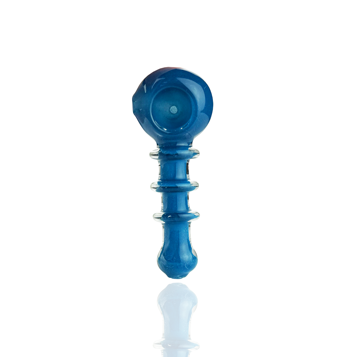 Artisan Frit Glass Spoon Hand Pipe with Rings