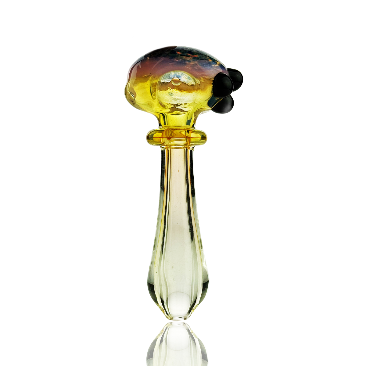 Silver Fume Art Glass Hand Pipe with Black Frit