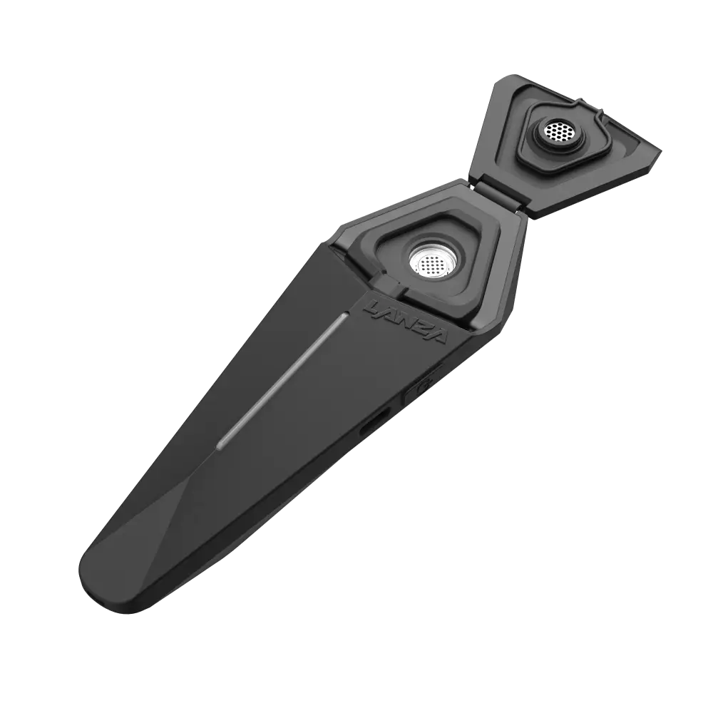 Black matte Lanza vaporizer with ceramic conductive heating, angular design, RGB LED