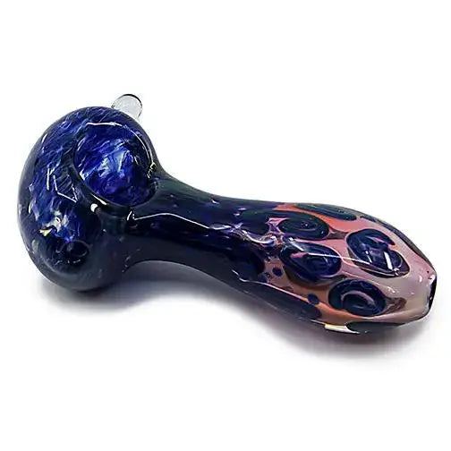 Lava 4 inch glass hand pipe with blue pink swirl glossy finish