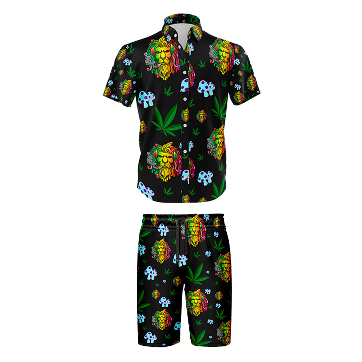 Lion Motif Black Shirt and Short Apparel Set