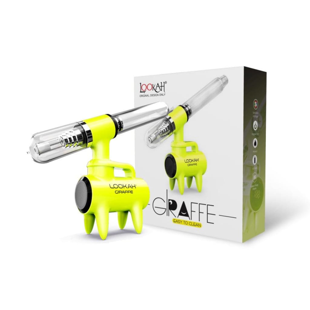 Neon Yellow Giraffe Electronic Nectar Collector With Glass Tube; Large 650mah Battery