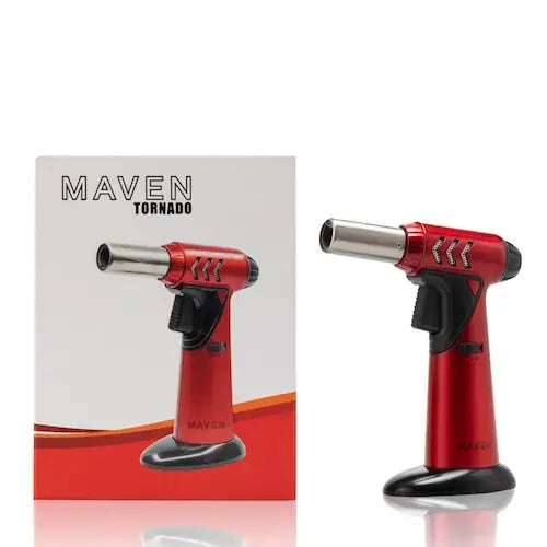 Red and black Maven Torch Tornado Model premium lighter with metallic nozzle