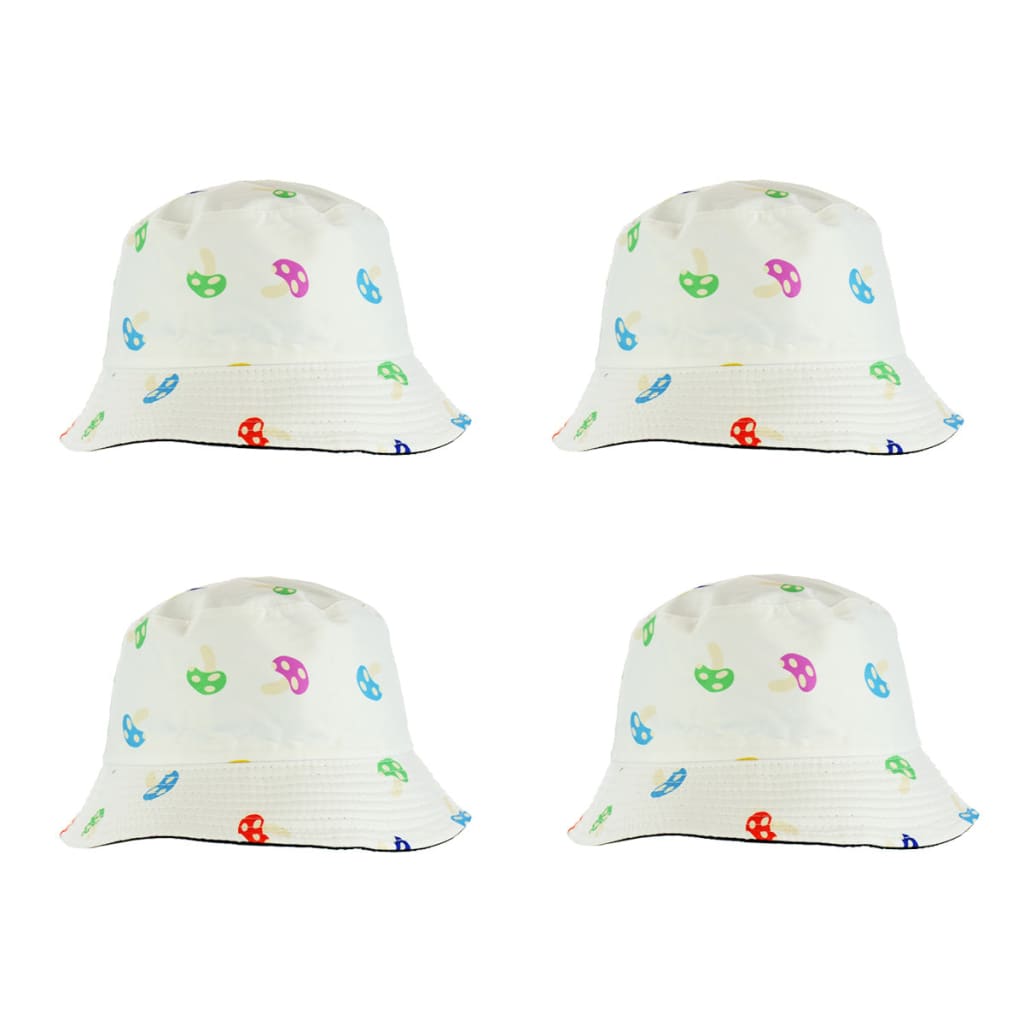 Stylish Mushroom Design Bucket Cap featuring colorful sunglasses print pattern