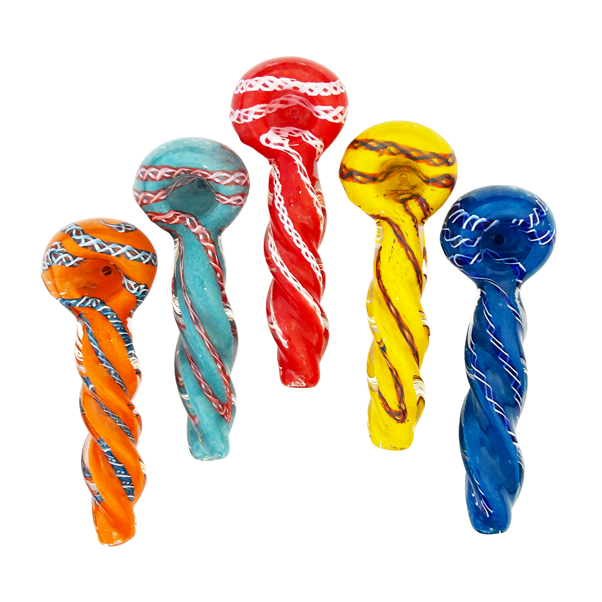Artisan Twisted Glass Spoon Pipe, 4.5-inch