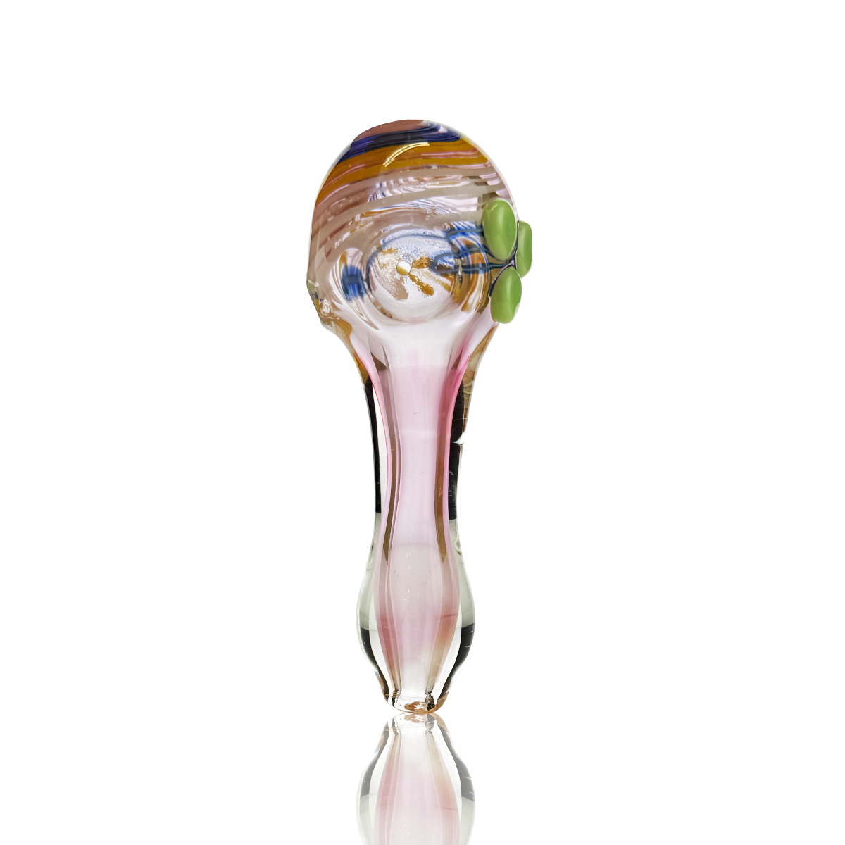 Gold Fume Spiral Design Glass Hand Pipe 4.5"
