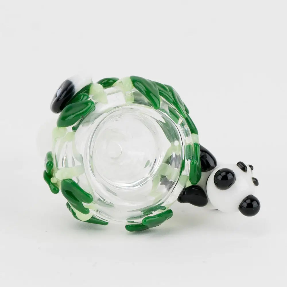 Empire Glassworks Panda glass bowl piece with bamboo leaves, 14mm