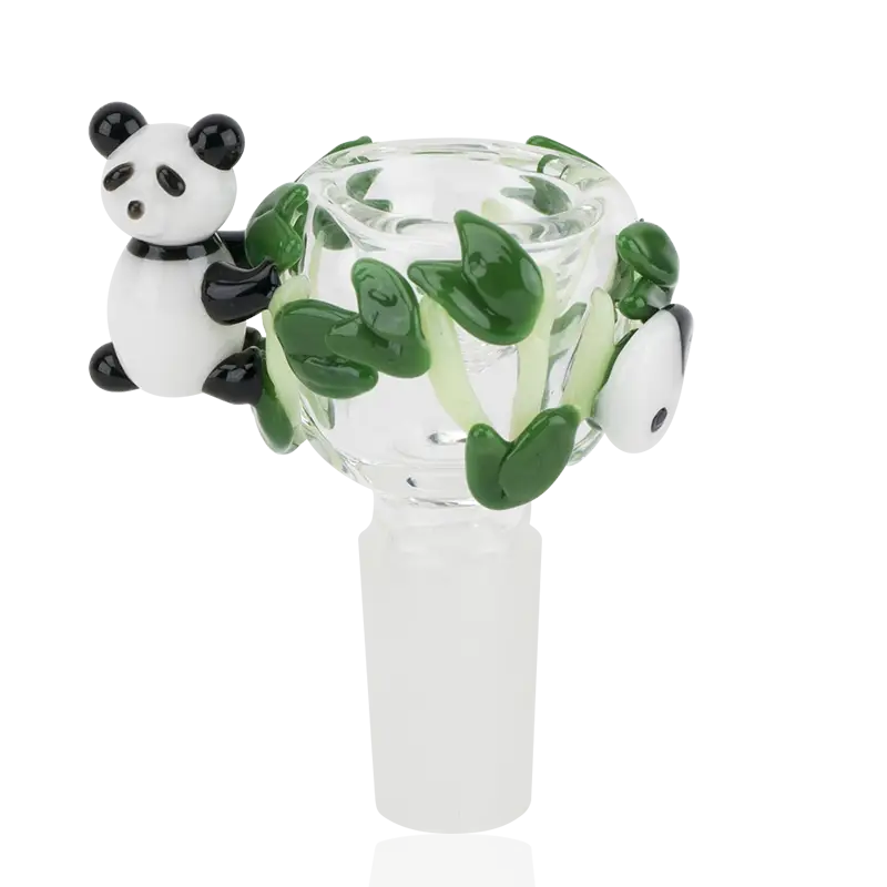 Clear Empire Glassworks panda glass bowl piece, 14mm with vines