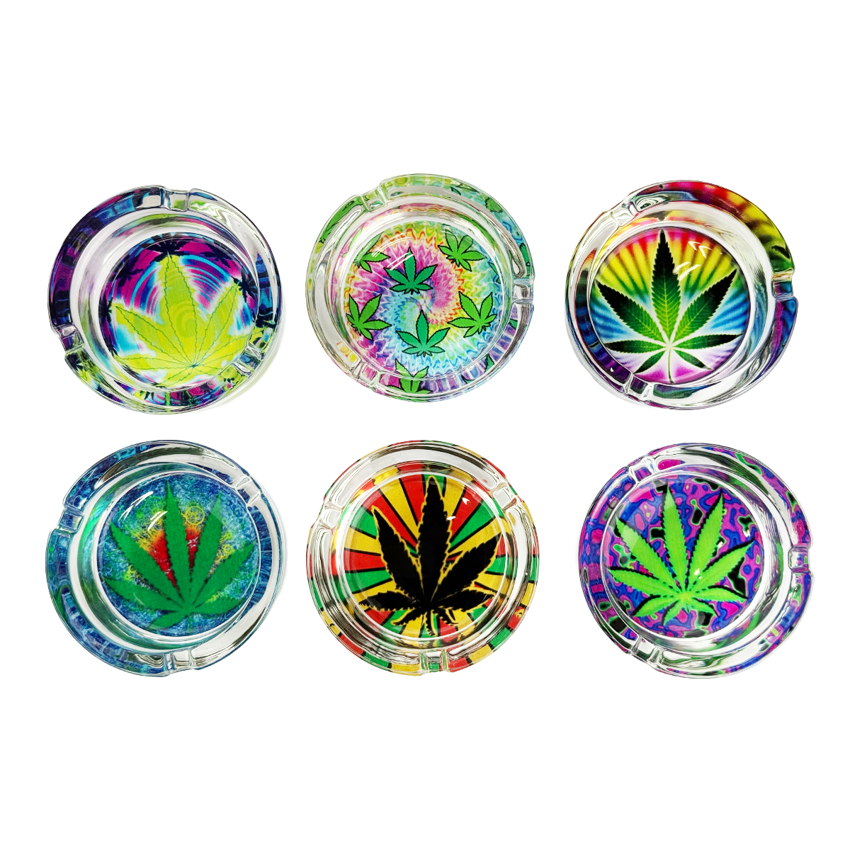 Elegant Leaf Motif Glass Ashtray