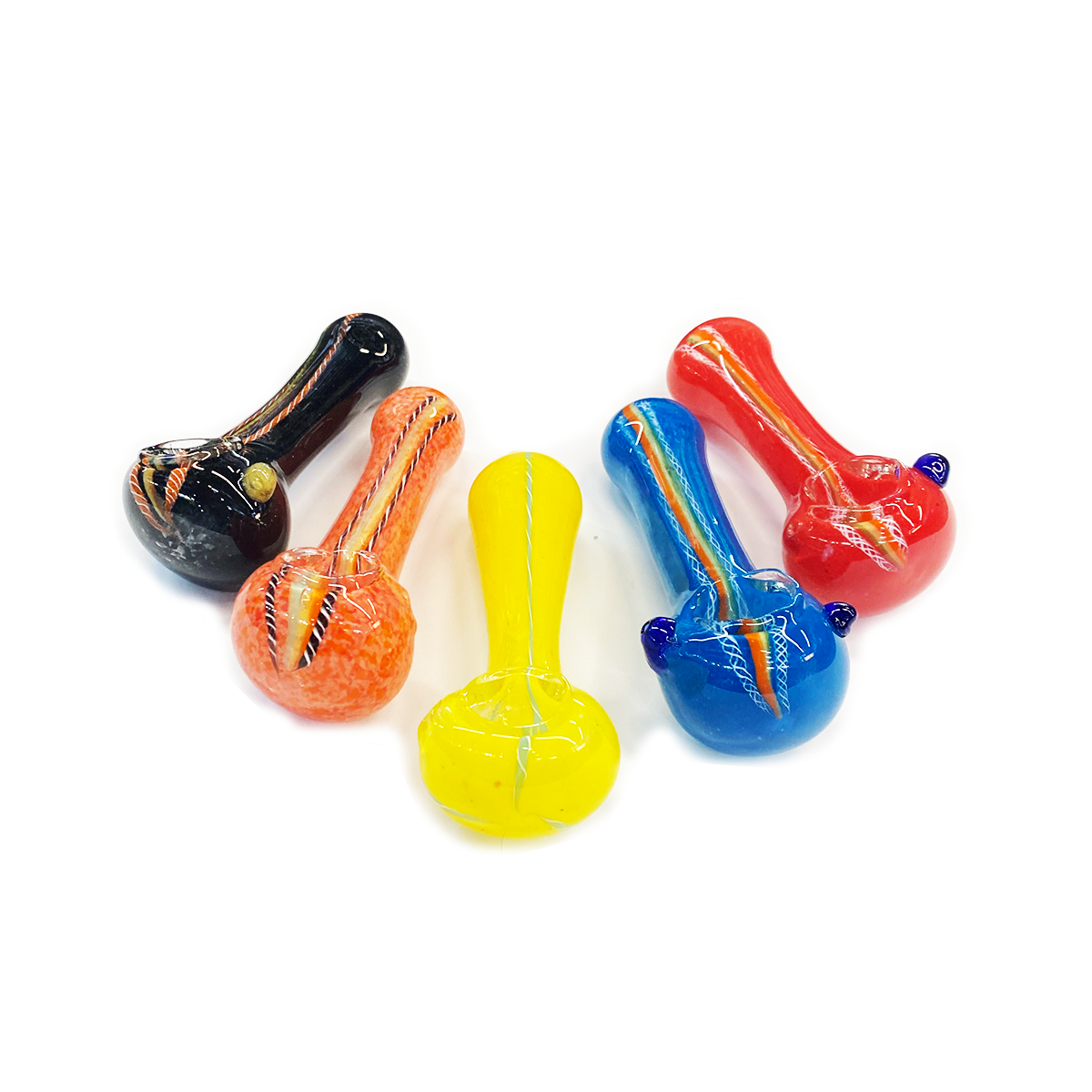 Vibrant Rasta Frit Glass Hand Pipe 4.5 Inch