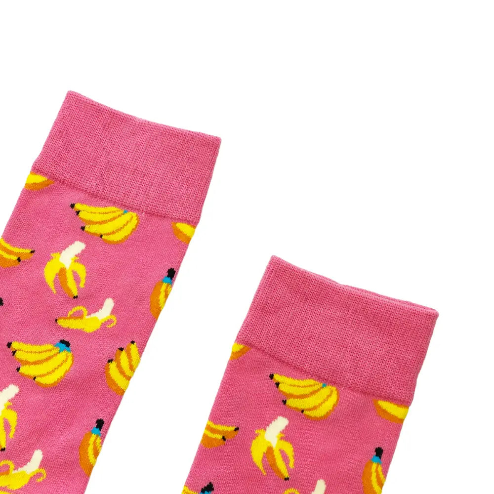 Comfortable Pink Banana Socks for All Sizes featuring a fun banana pattern design
