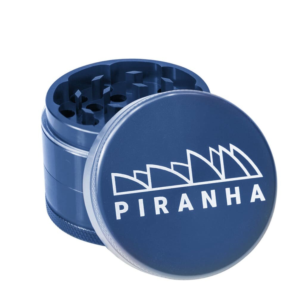 Blue Piranha Aluminum 3-piece Grinder With Razor-sharp Teeth And Tooth-like Logo