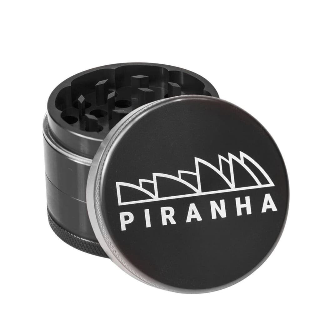 Piranha Aluminum 3-piece Grinder With Razor-sharp Teeth And ’piranha’ Branding On Lid