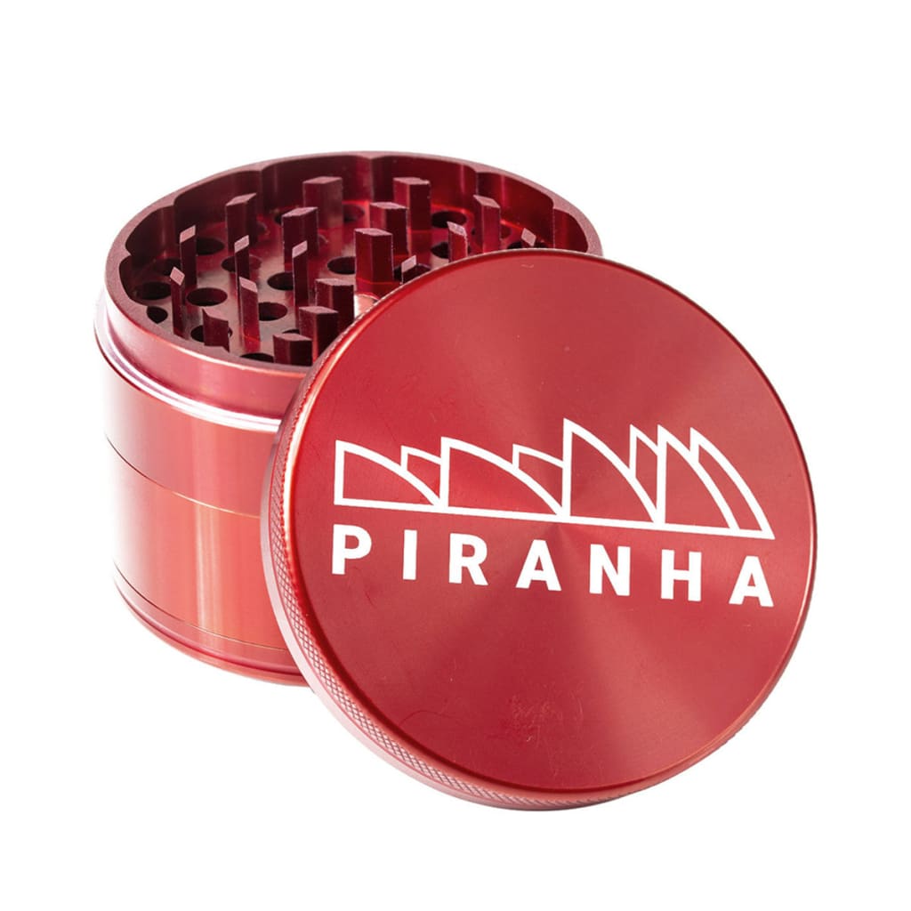 Red Piranha Aluminum Grinder with Razor Sharp Teeth and Strong Magnetic Lid