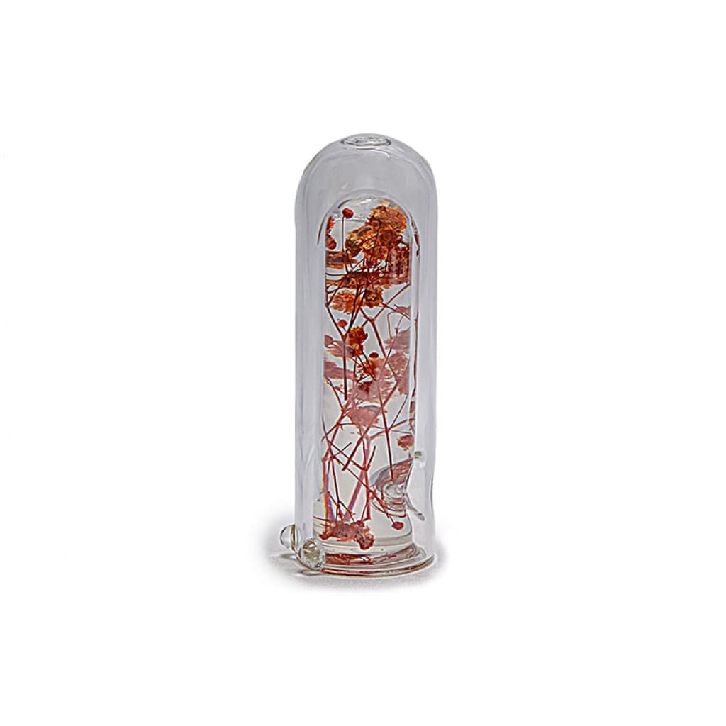 Unique Capsule Glass Pipe With Preserved Dried Flowers And Plants For a Distinct Smoking Experience