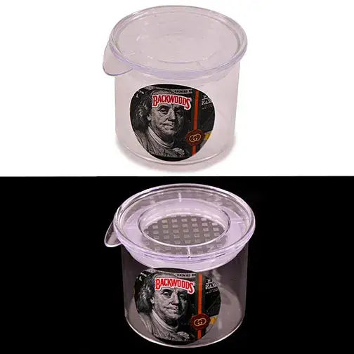 Premium air tight glass jar with Backwoods Benjamin Franklin label