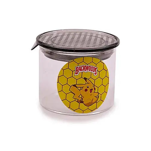 Premium air tight glass jar with Pikachu Backwoods label