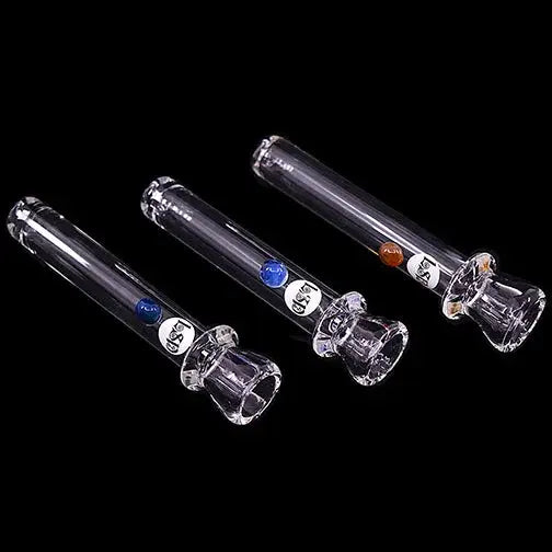 Three GSS glass chillum bats with blue orange beads on stems