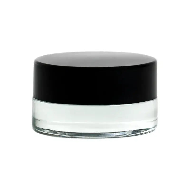 Premium glass jar smoking accessory with sleek black lid