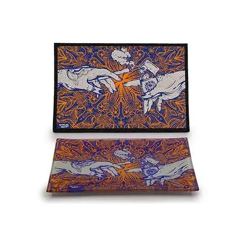 Puff puff pass matching glass tray with Creation of Adam design
