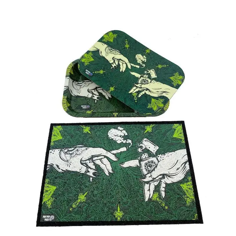 Puff puff pass moodmat with hands lighter cigarette design