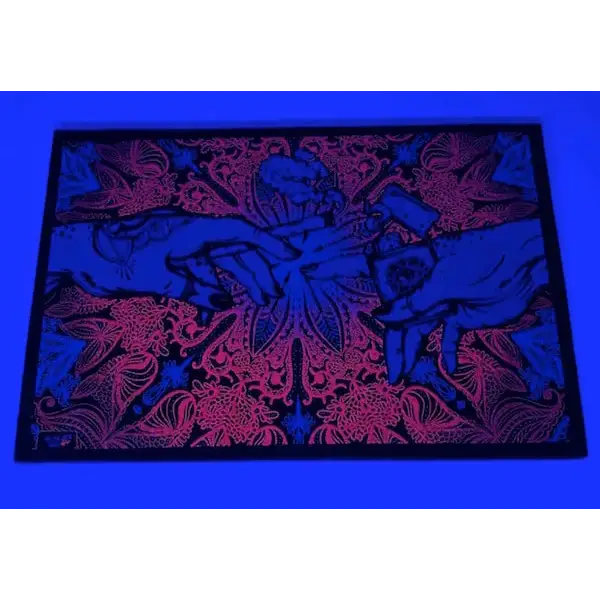 Puff Puff Pass Moodmats glowing poster with reaching hands and floral swirls
