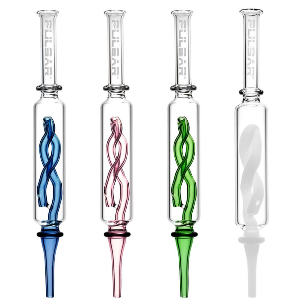 Twist Perc Vapor Straw featuring twisted internal cooling in multiple vibrant colors