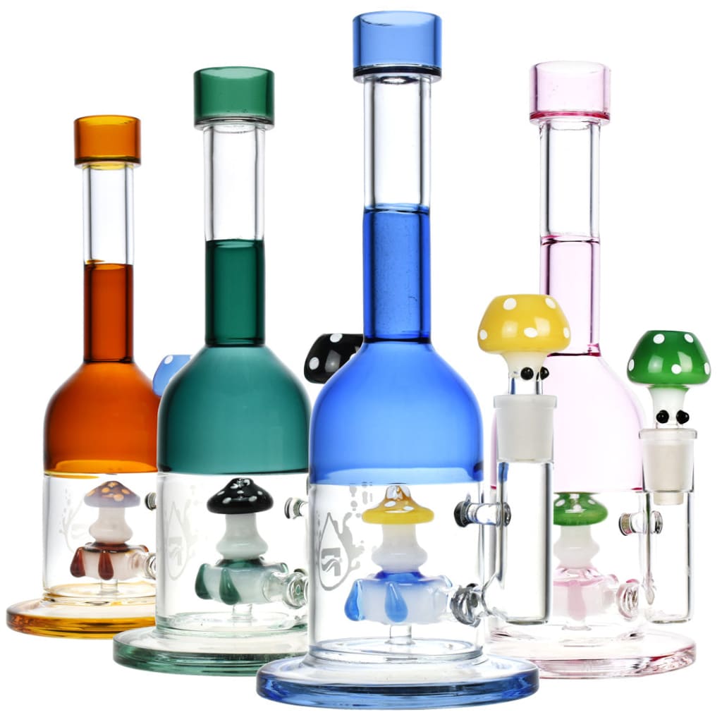 Colorful Mushroom Perc Water Pipe With Herb Slide - Pulsar Mushroom Perc Design