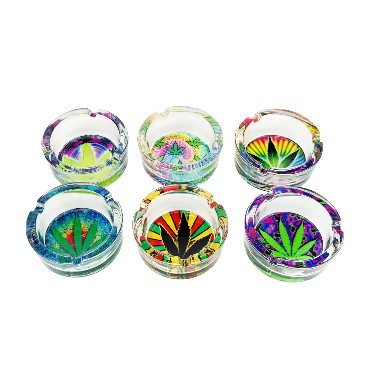Elegant Leaf Motif Glass Ashtray