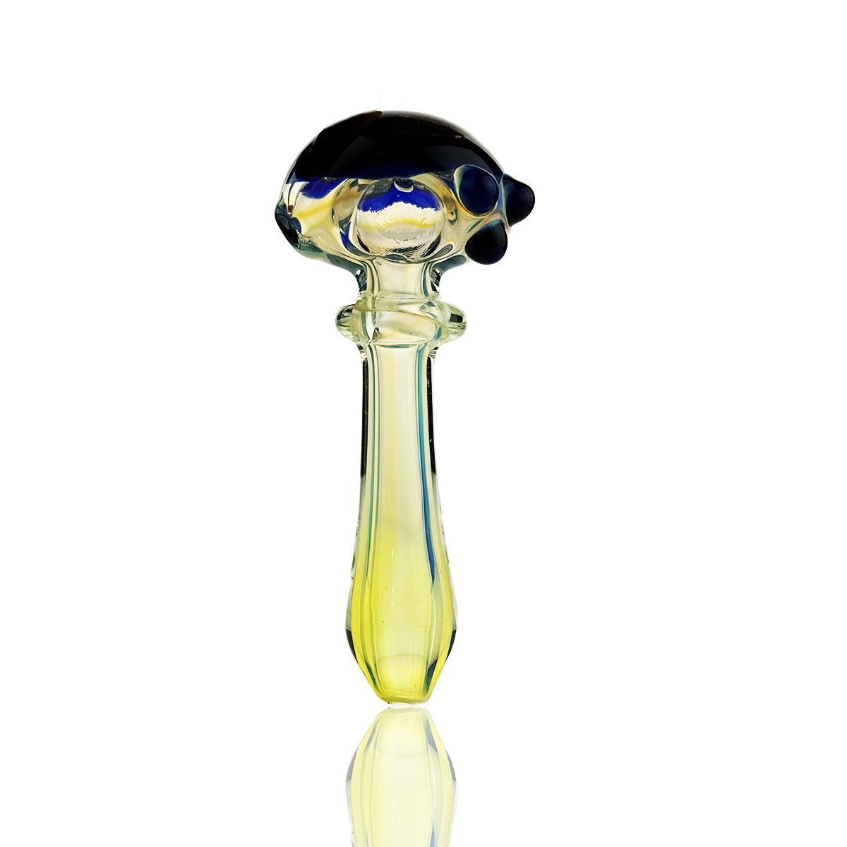 Silver Fume Art Glass Hand Pipe with Black Frit